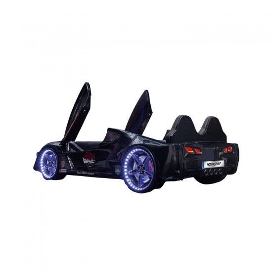 Premium  Kids Racing Black Car Bed