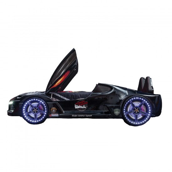 Premium  Kids Racing Black Car Bed