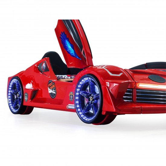 Premium Kids Racing Red Double Car Bed 