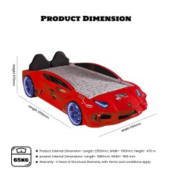 Children's Novelty Thunder Race Car Beds with Head...