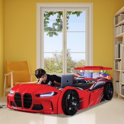 Luxury Premium GTX Kids Racing RED/White Car Beds ...