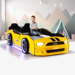 Children's Racing Car Night Bed Yellow for Boys an...