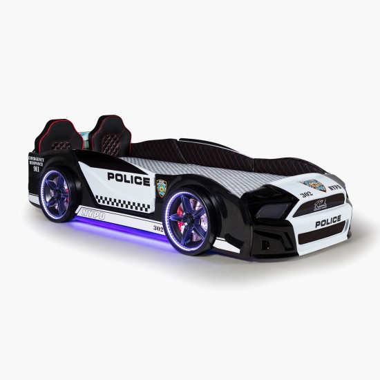 Children's Racing Car Night Police Bed for Boys and Girls 