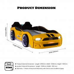 Children's Racing Car Night Bed Yellow for Boys an...