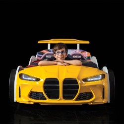 Luxury Premium GTX Kids Racing  Yellow Car Beds wi...